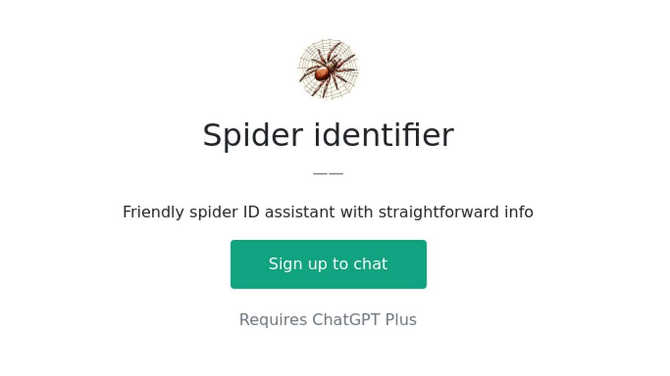 Spider identifier Screenshot