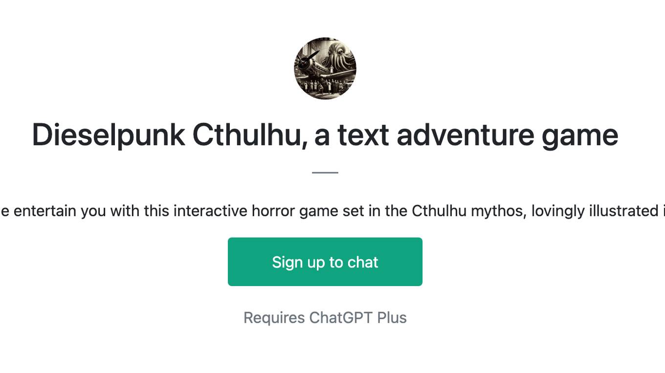 Dieselpunk Cthulhu, a text adventure game Screenshot