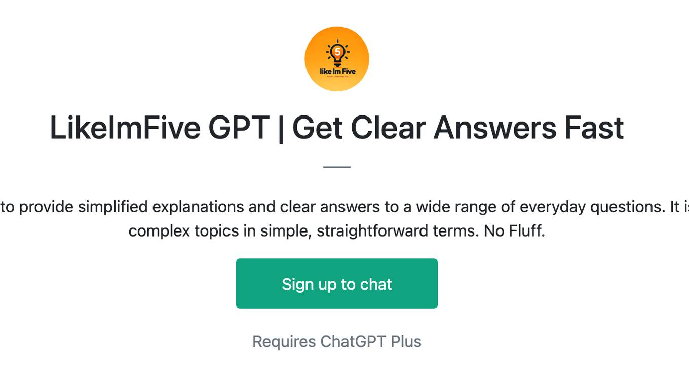 LikeImFive GPT | Get Clear Answers Fast Screenshot