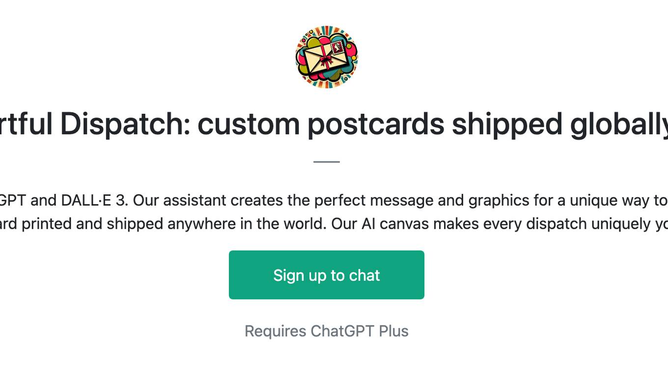 Artful Dispatch: custom postcards shipped globally Screenshot