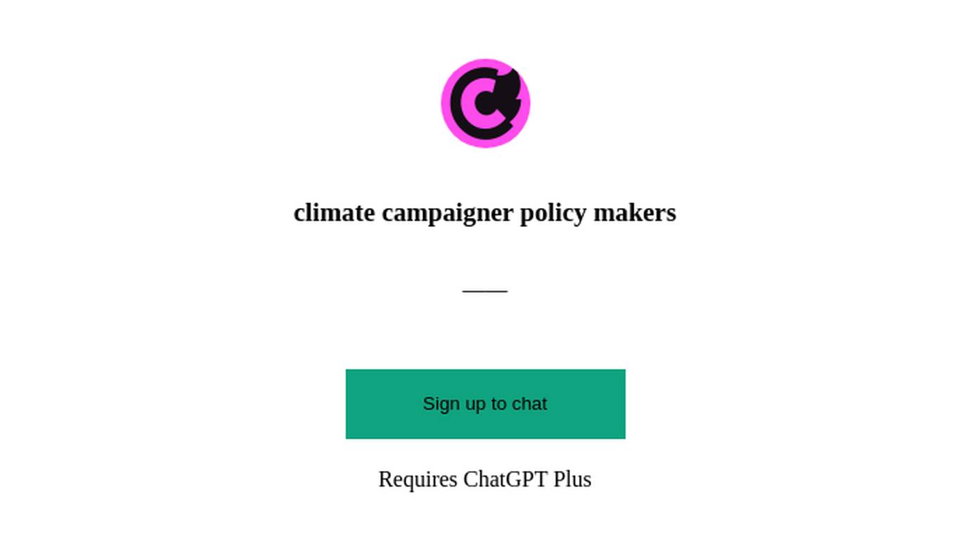 climate campaigner policy makers Screenshot