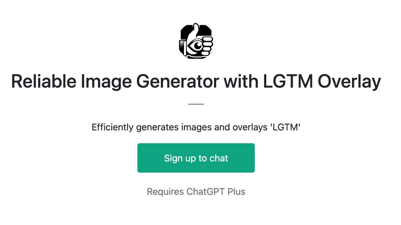 Reliable Image Generator with LGTM Overlay Screenshot