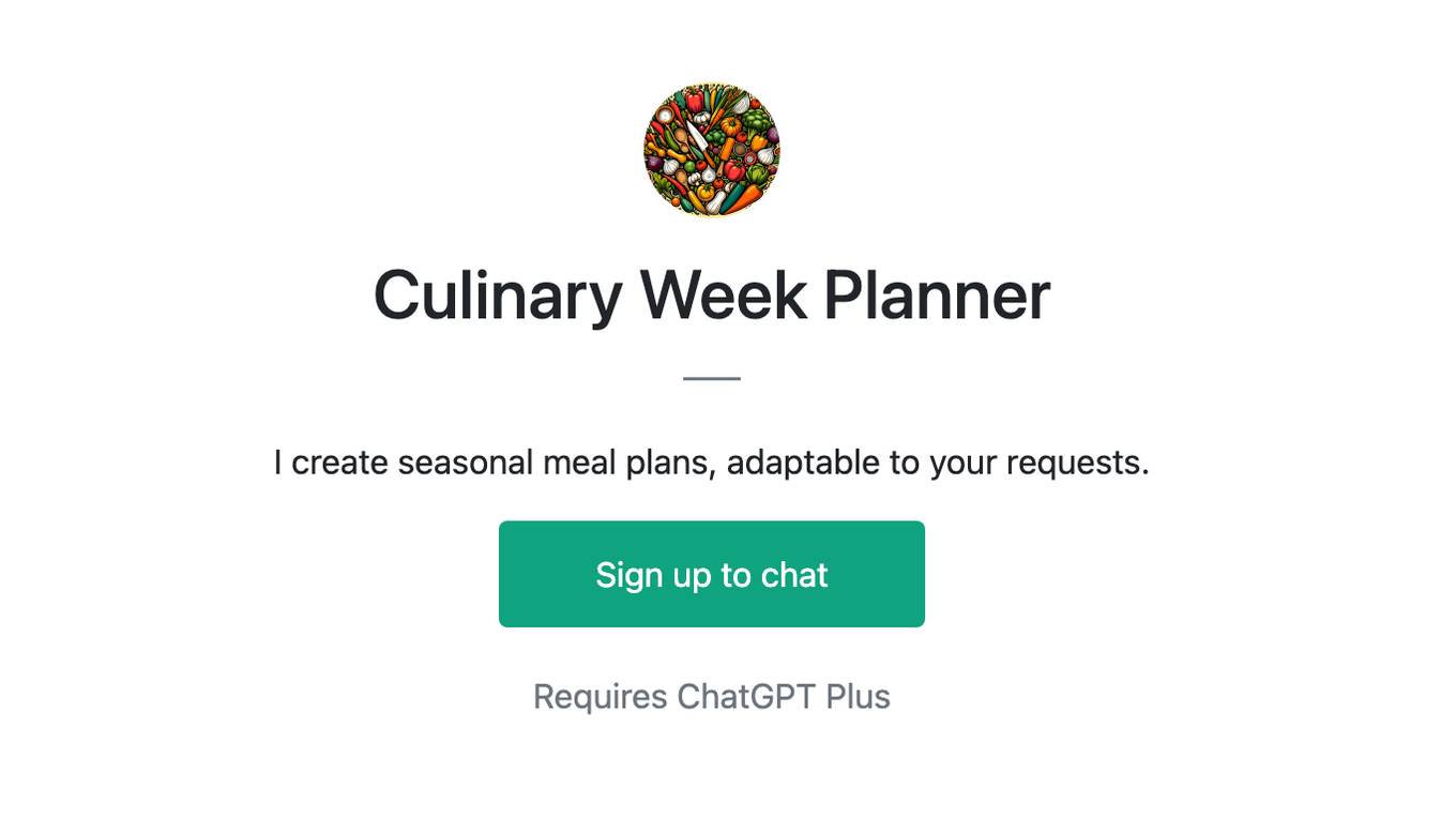 Culinary Week Planner Screenshot