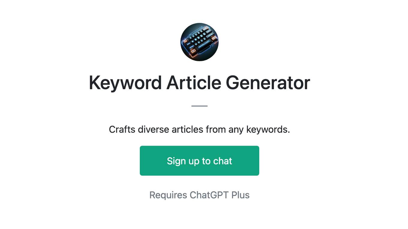 Keyword Article Generator Screenshot