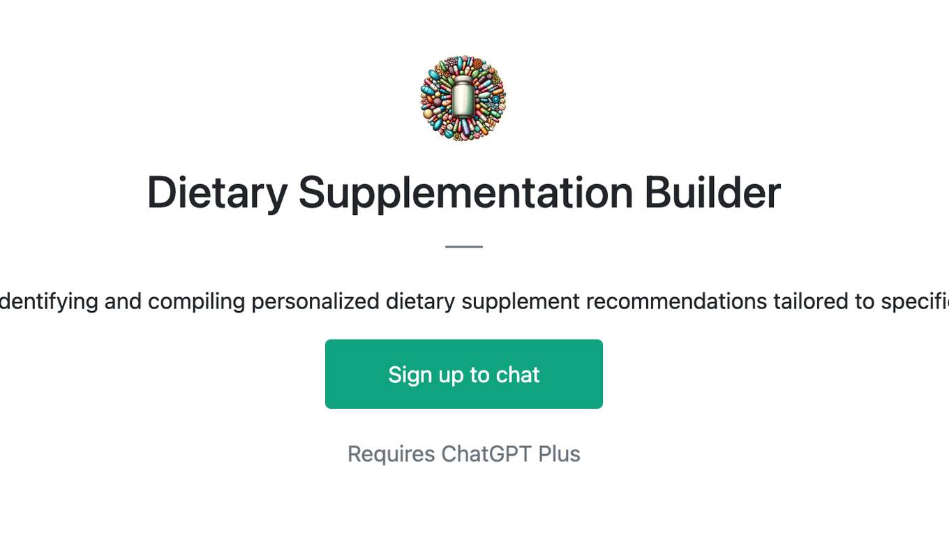 Dietary Supplementation Builder Screenshot