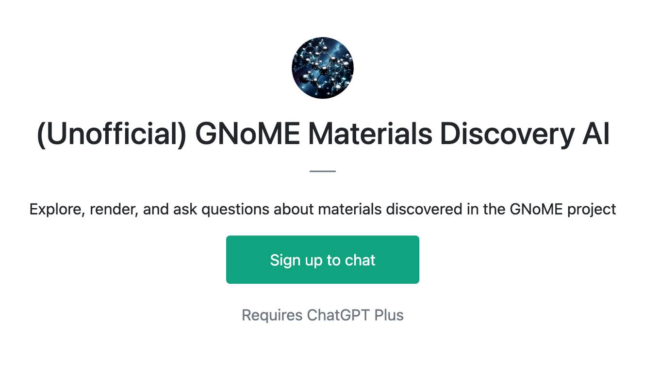 (Unofficial) GNoME Materials Discovery AI Screenshot