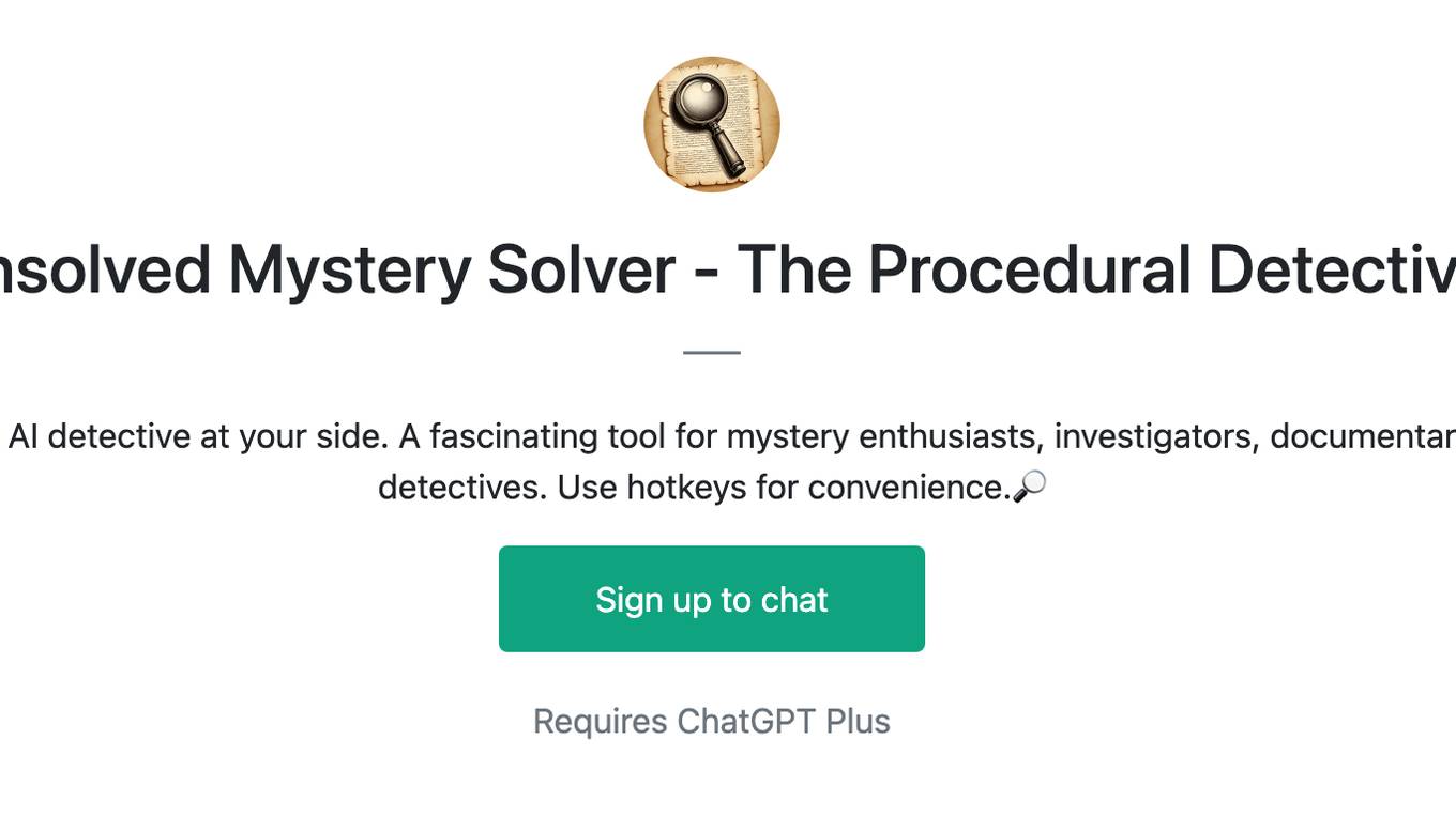 Unsolved Mystery Solver - The Procedural Detective Screenshot