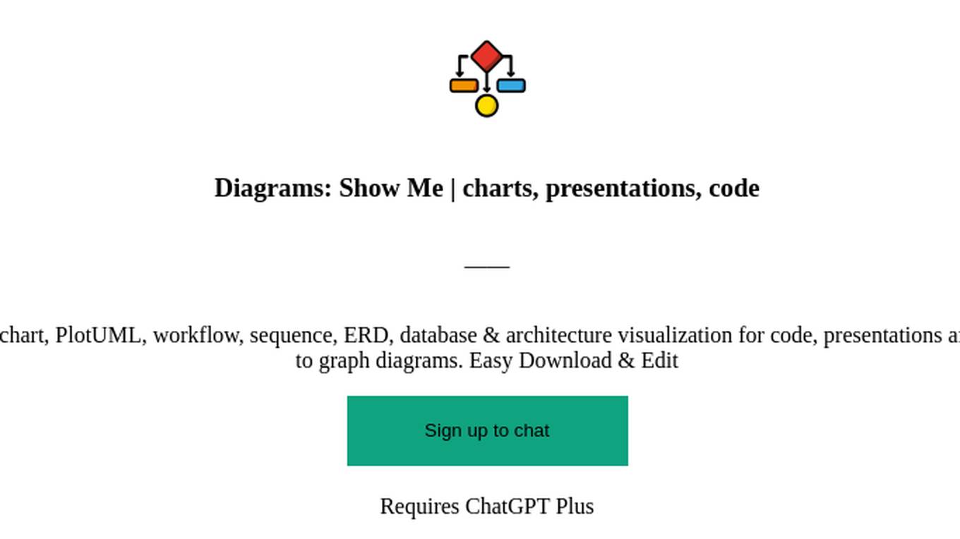 Diagrams: Show Me | charts, presentations, code Screenshot