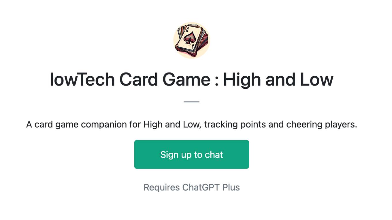 lowTech Card Game : High and Low Screenshot