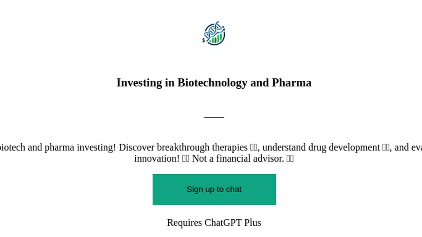 Investing in Biotechnology and Pharma Screenshot