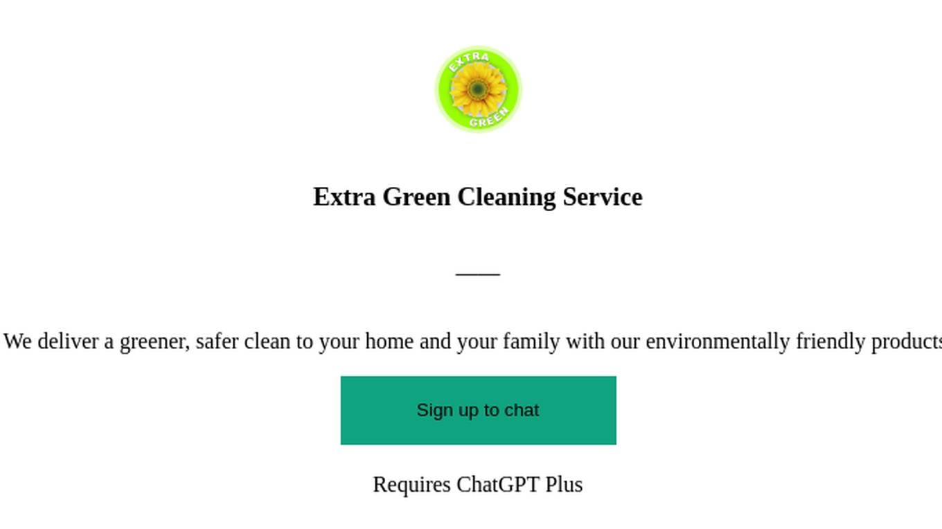 Extra Green Cleaning Service Screenshot