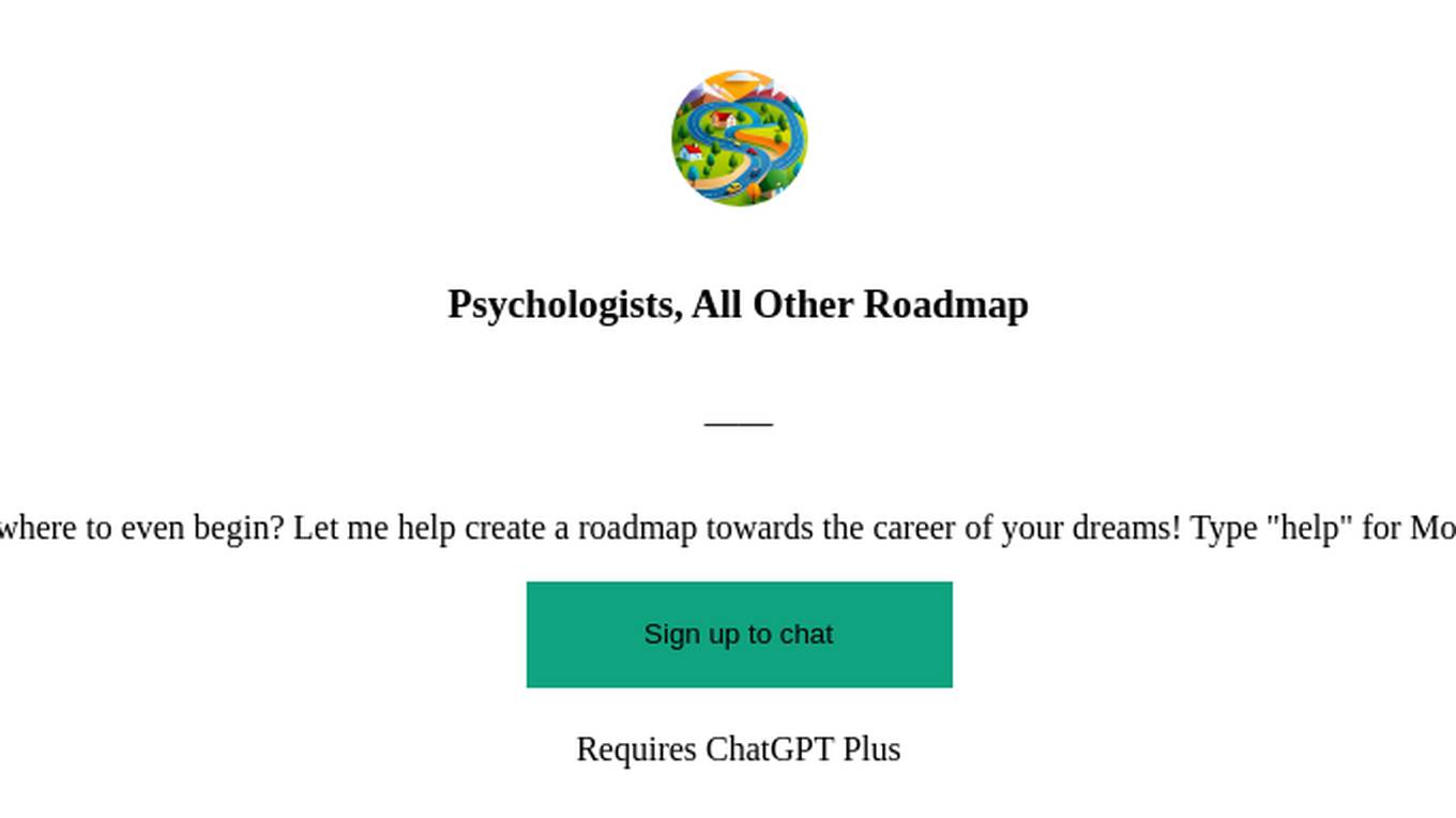 Psychologists, All Other Roadmap Screenshot