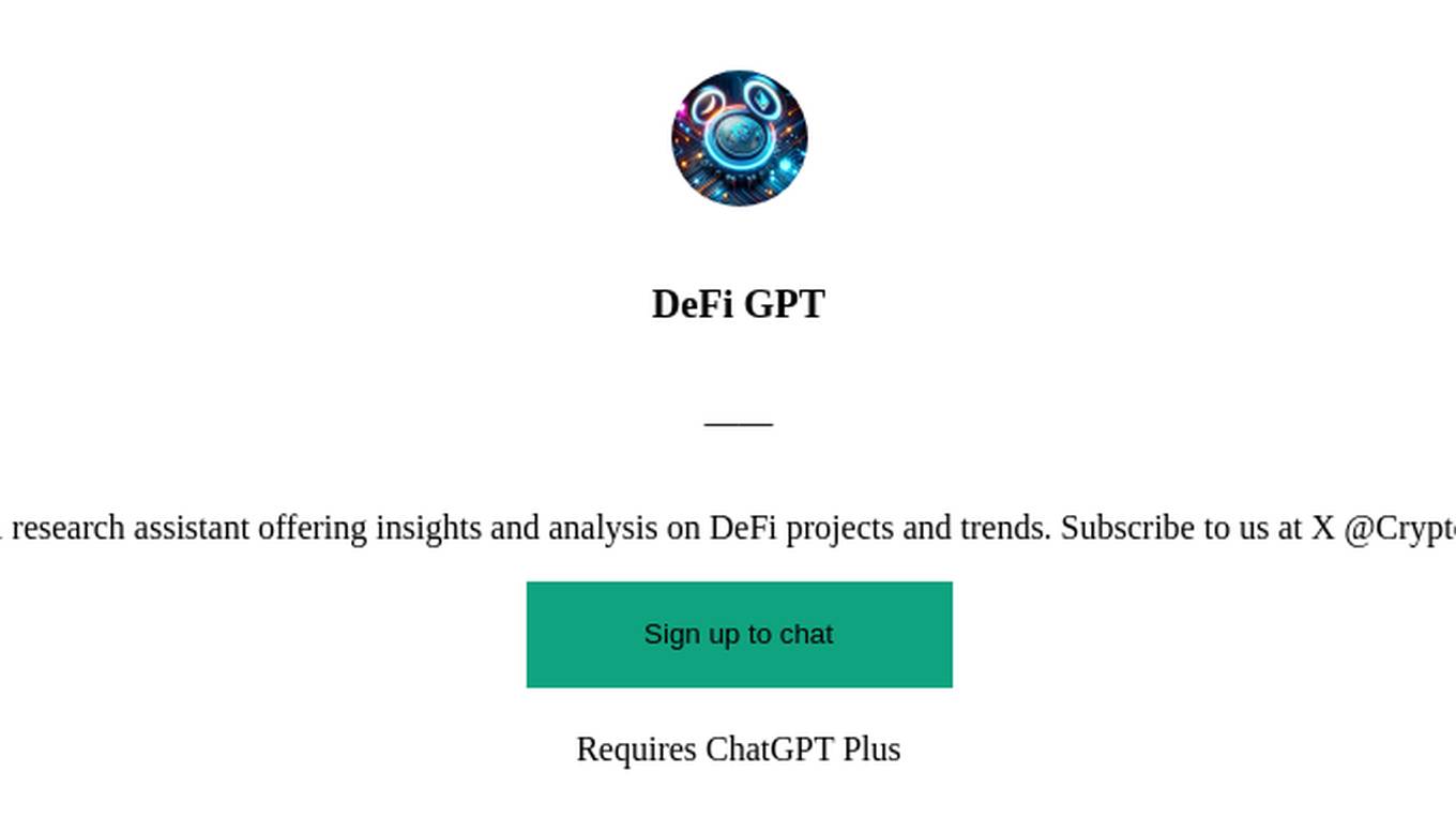 DeFi GPT Screenshot