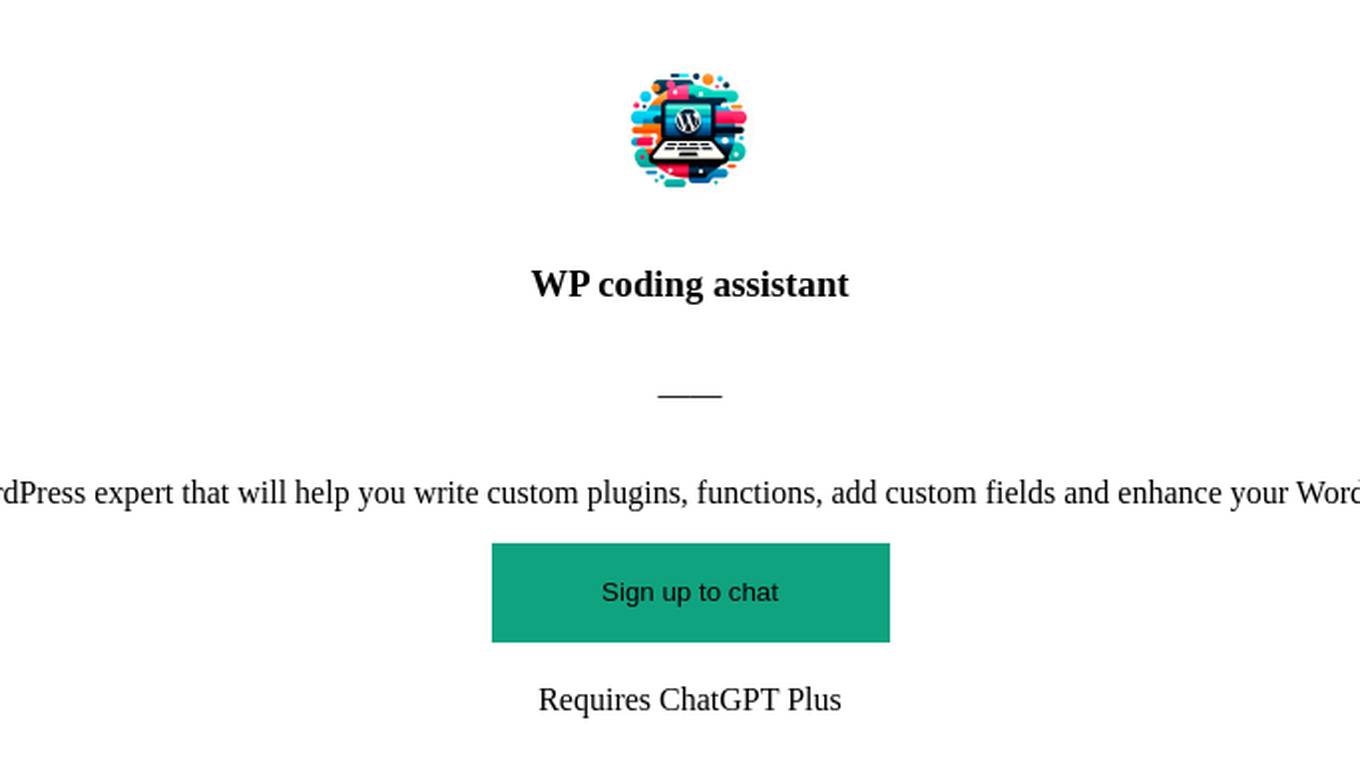 WP coding assistant Screenshot