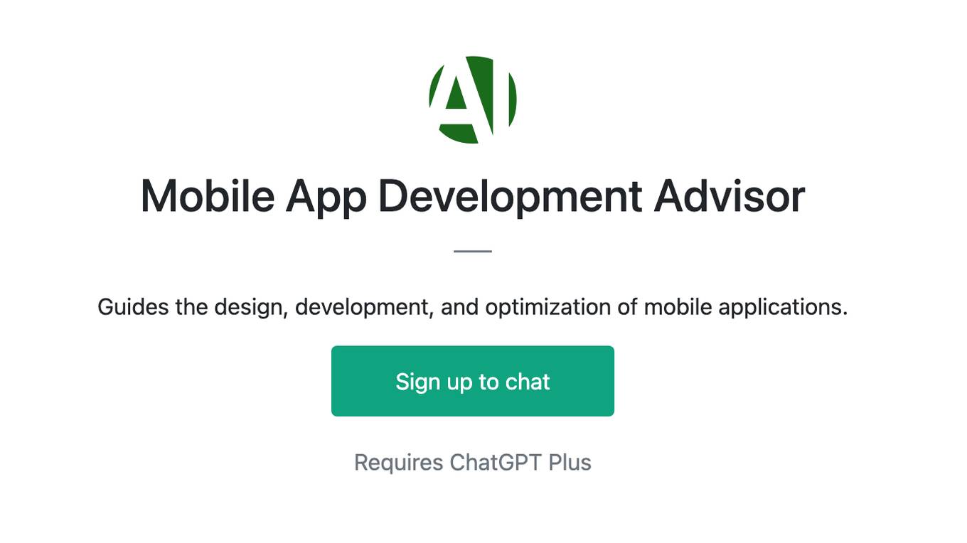 Mobile App Development Advisor Screenshot