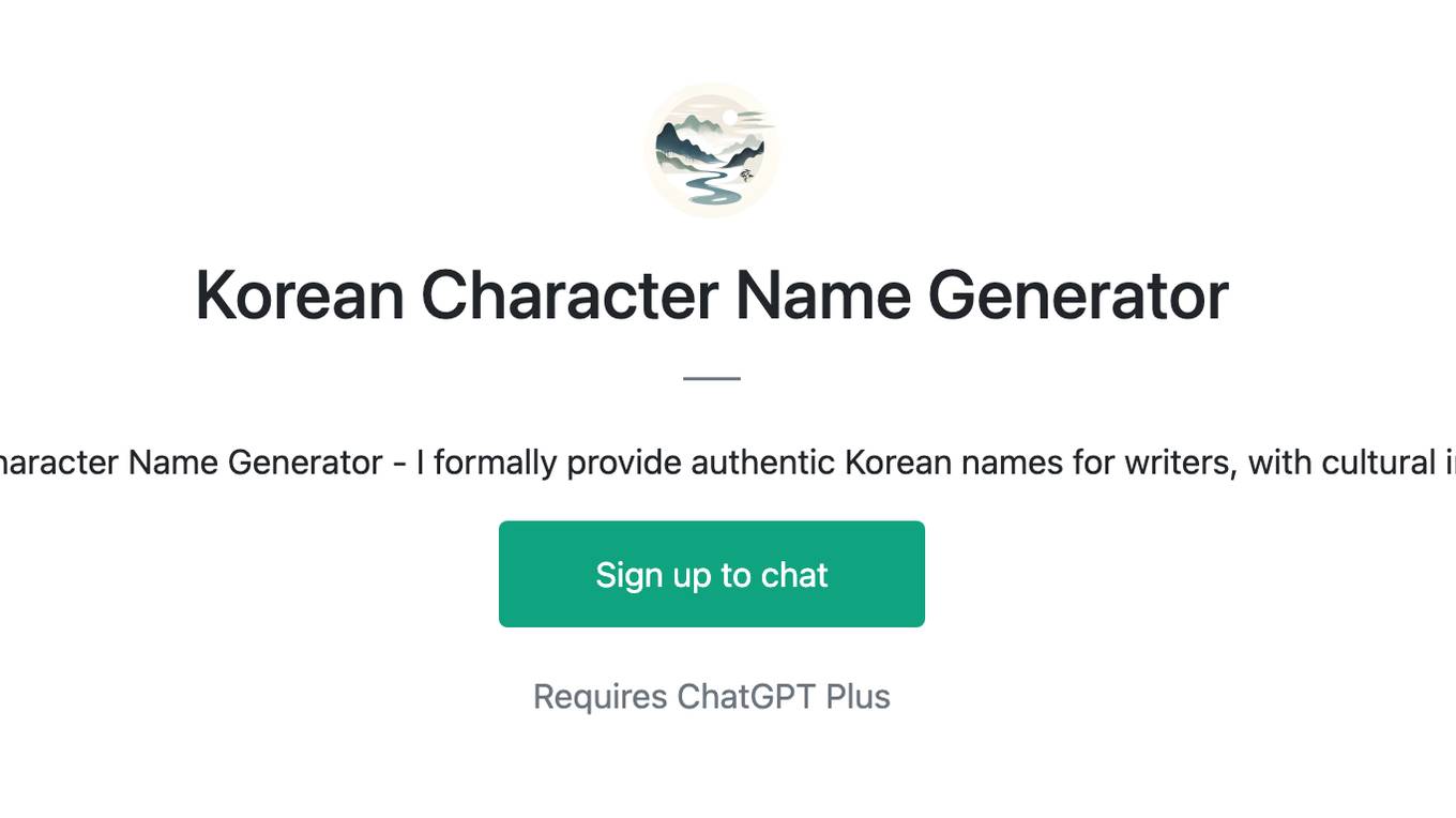 Korean Character Name Generator Screenshot