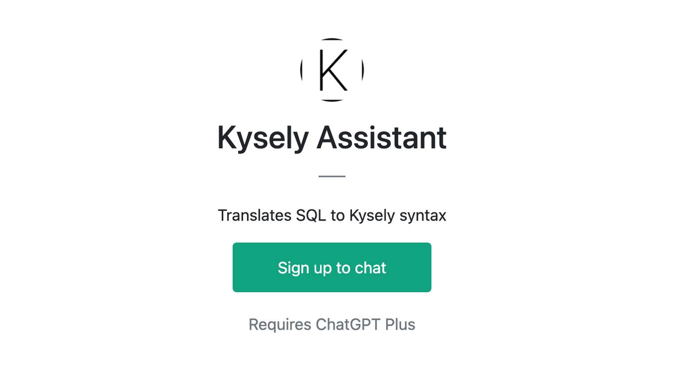 Kysely Assistant Screenshot