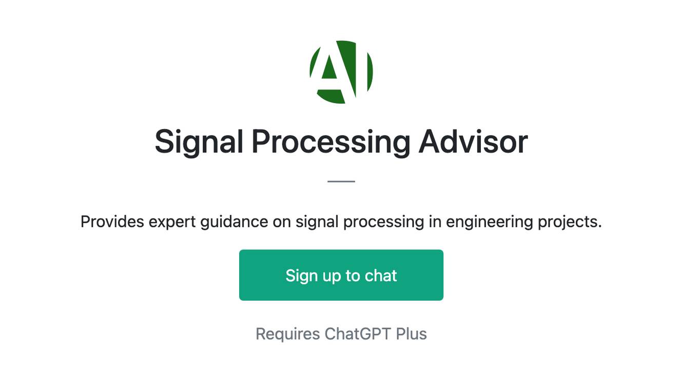 Signal Processing Advisor Screenshot