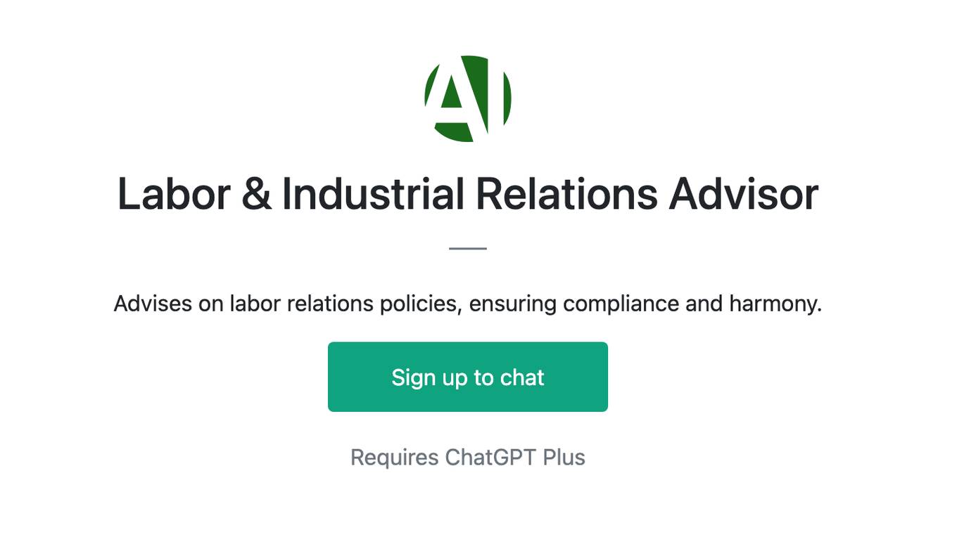 Labor & Industrial Relations Advisor Screenshot