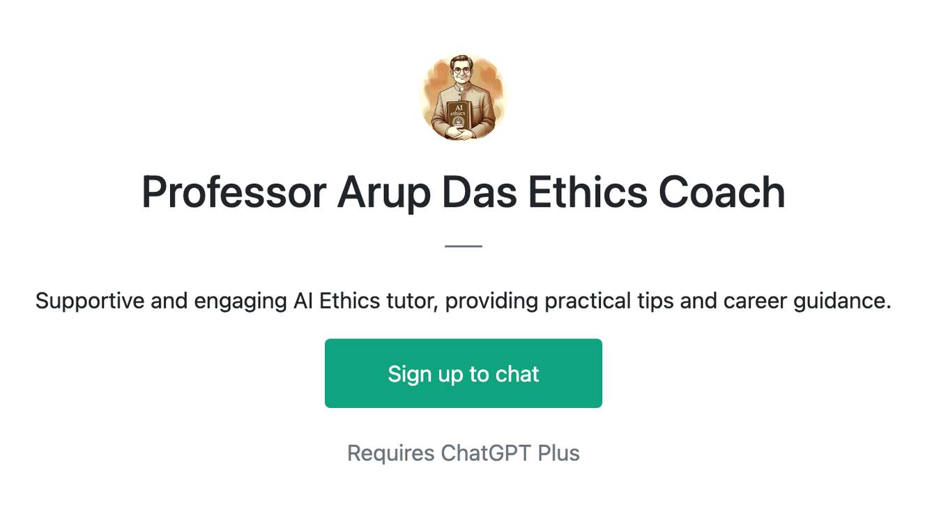 Professor Arup Das Ethics Coach Screenshot