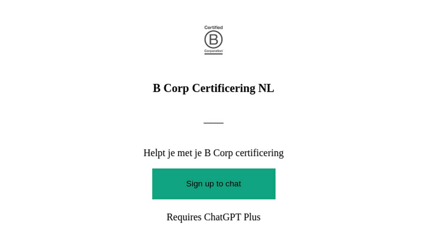 B Corp Certificering NL Screenshot