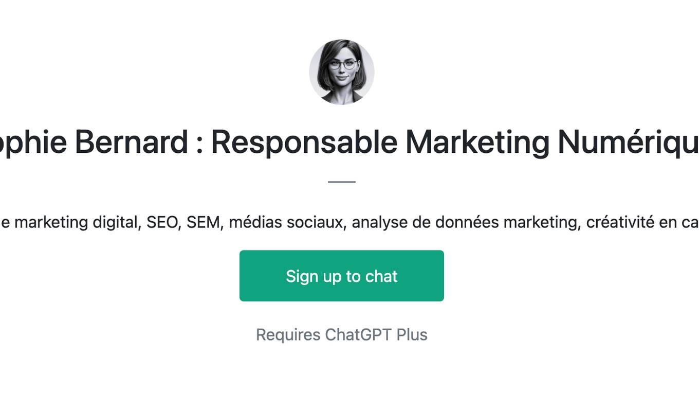 Sophie Bernard : Responsable Marketing Numérique Screenshot