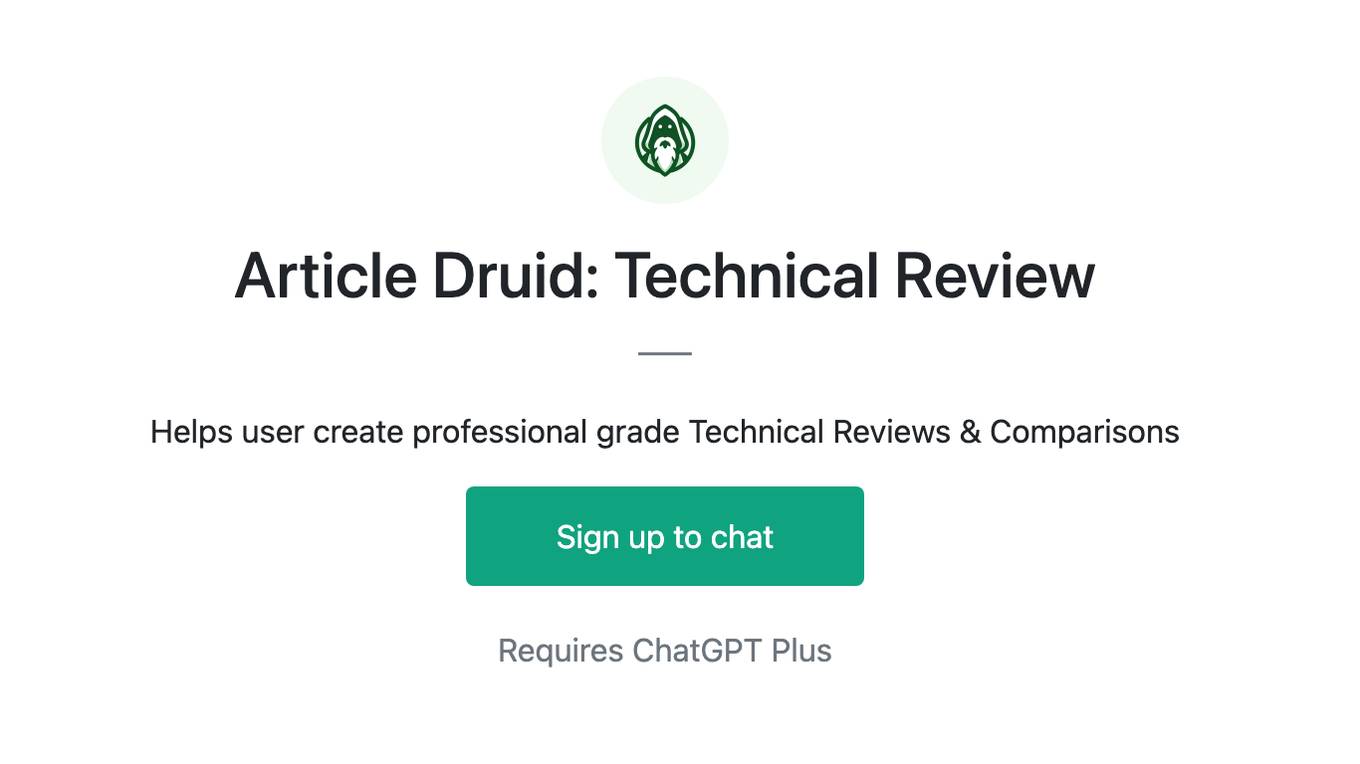 Article Druid: Technical Review Screenshot