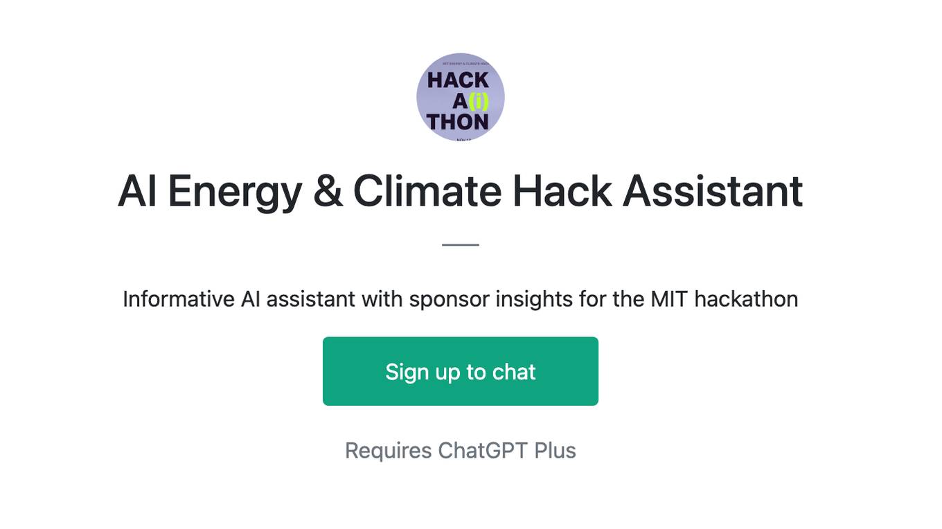 AI Energy & Climate Hack Assistant Screenshot