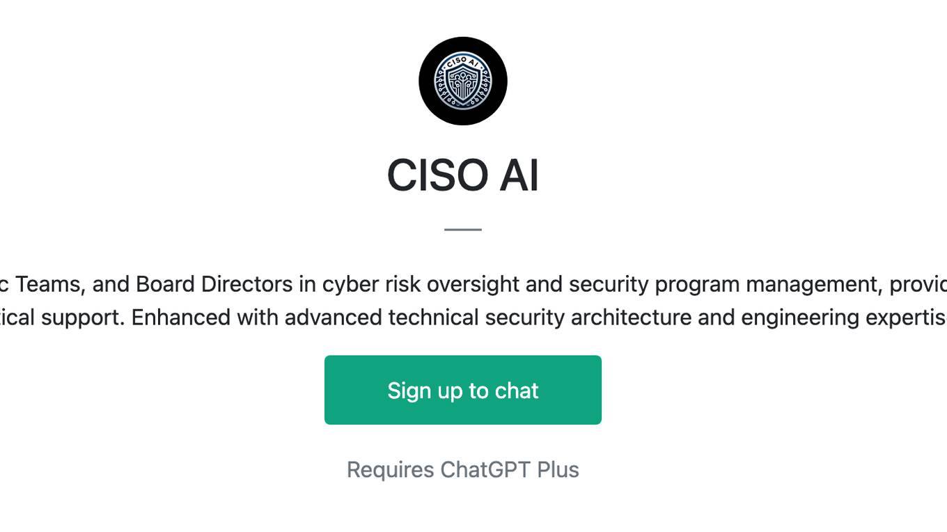 CISO AI Screenshot