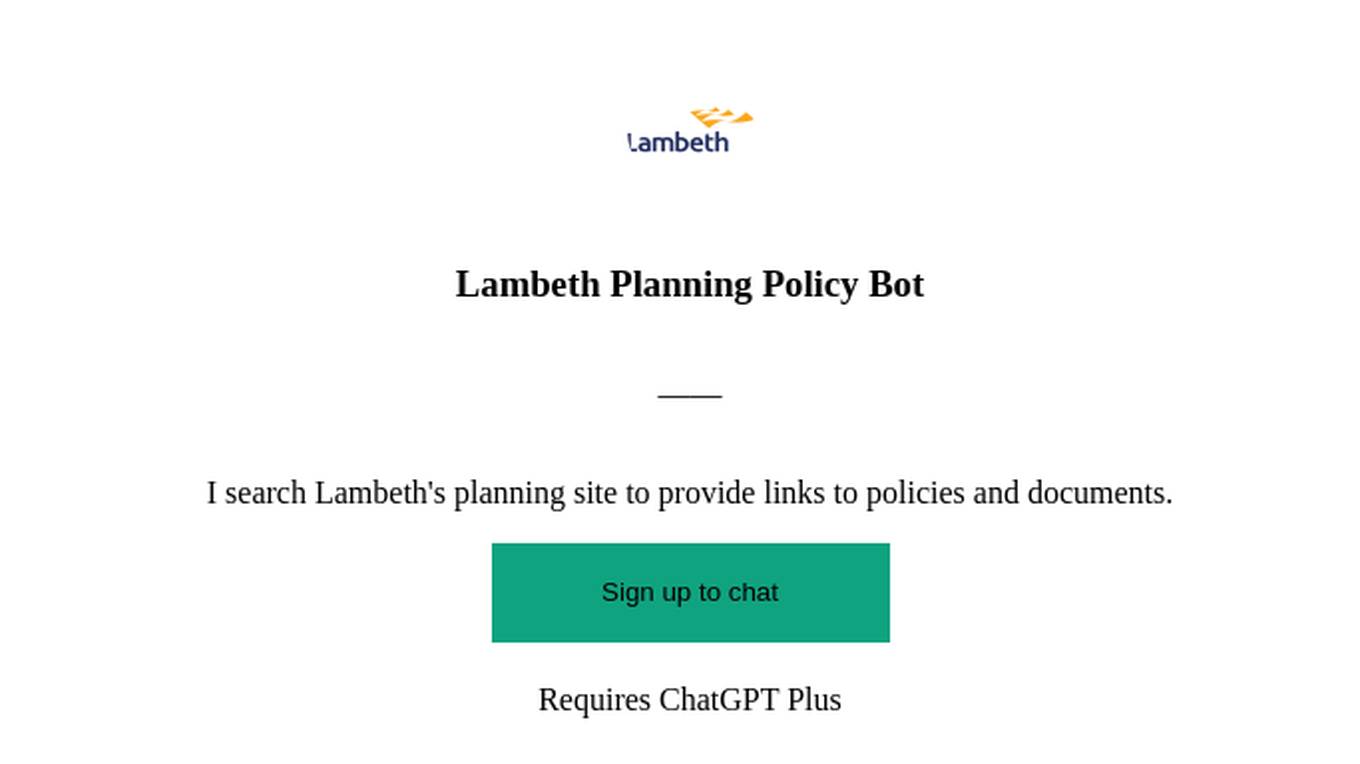 Lambeth Planning Policy Bot Screenshot