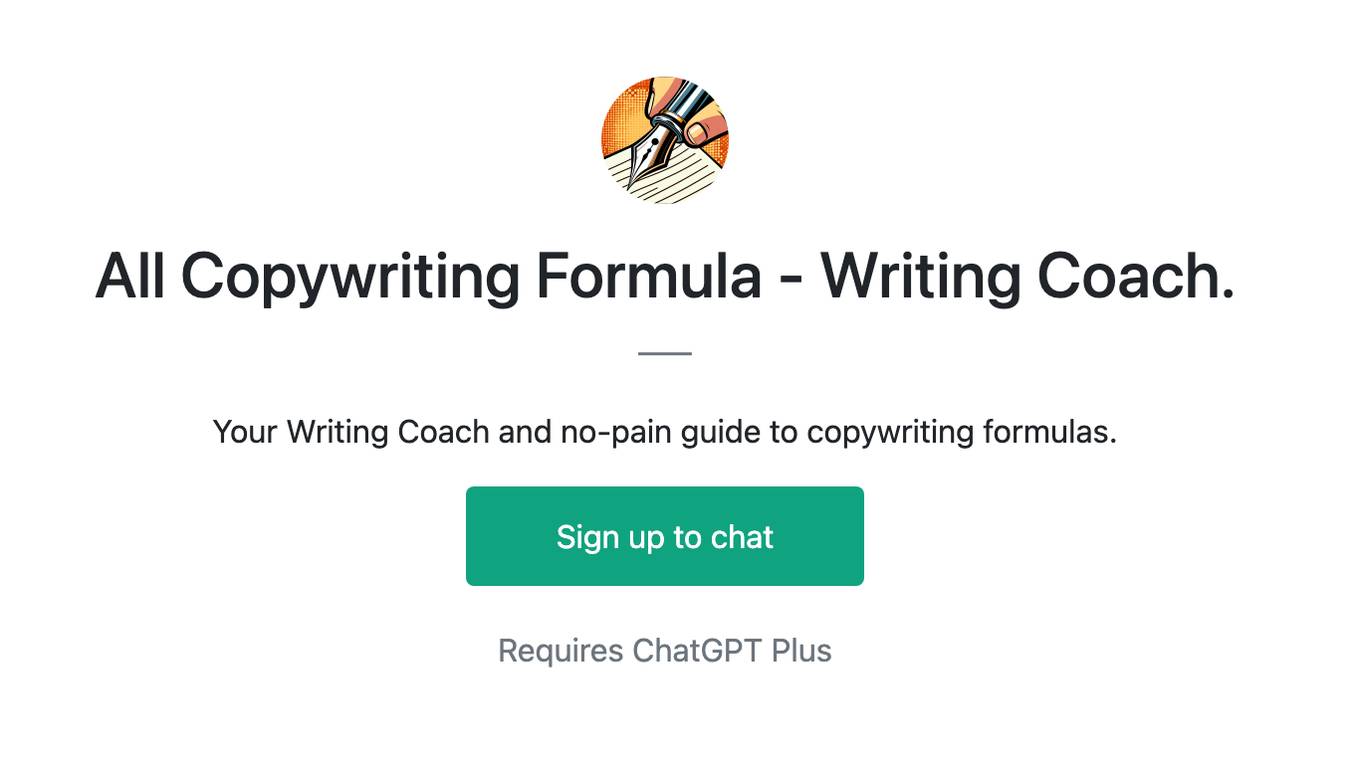 All Copywriting Formula - Writing Coach. Screenshot