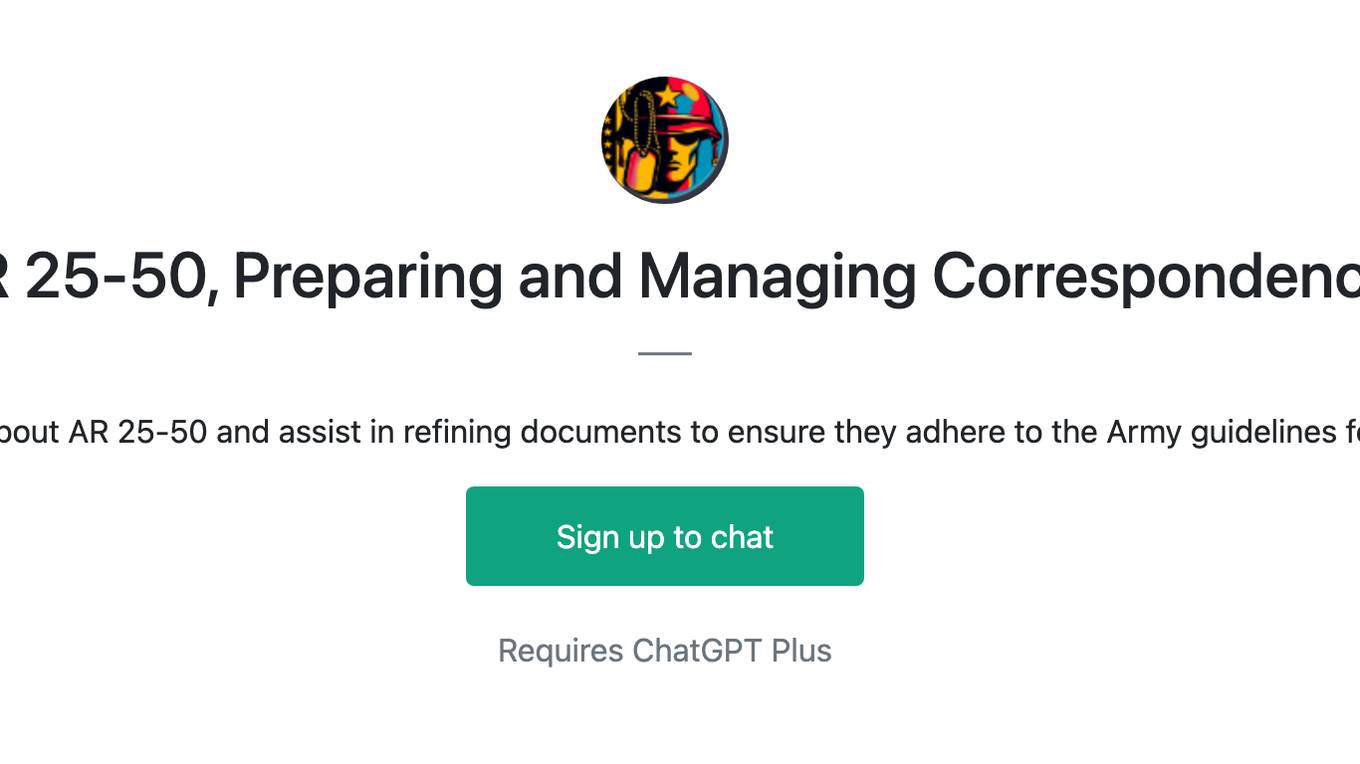 AR 25-50, Preparing and Managing Correspondence Screenshot