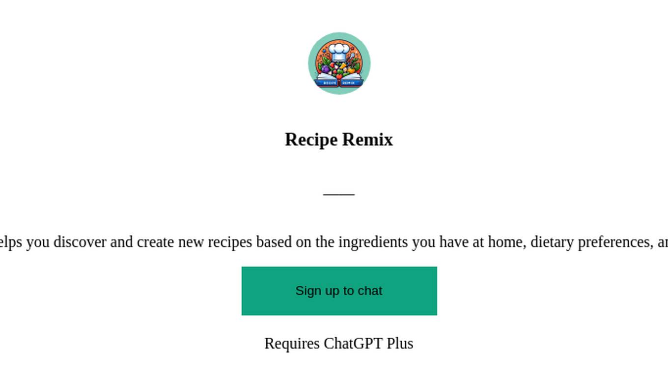 Recipe Remix Screenshot