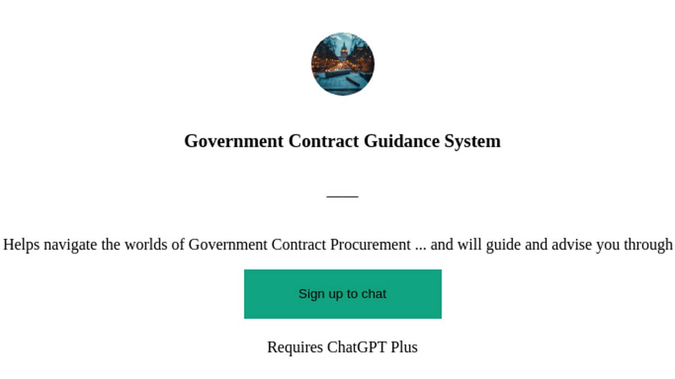 Government Contract Guidance System Screenshot