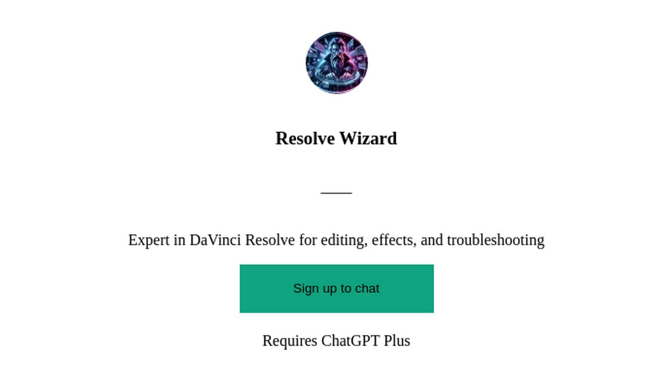 Resolve Wizard Screenshot