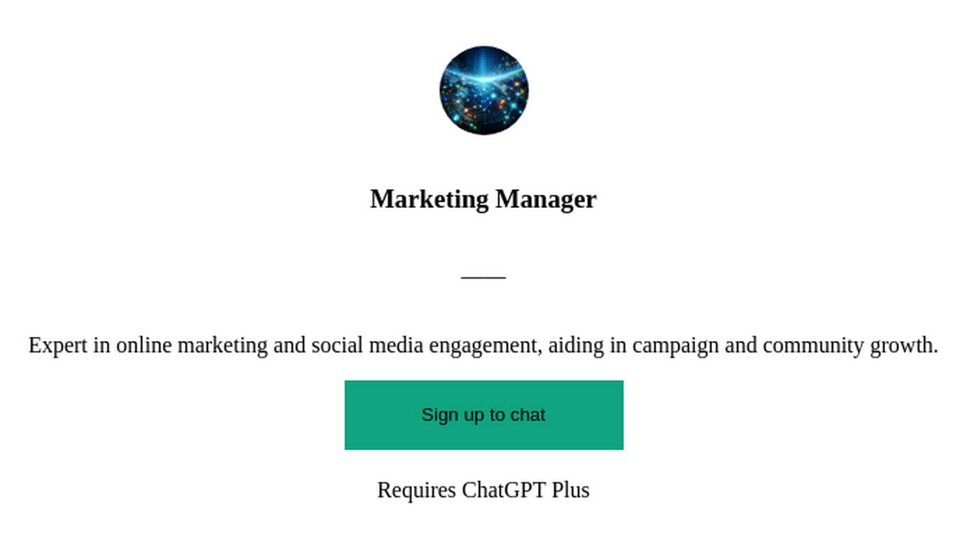 Marketing Manager Screenshot