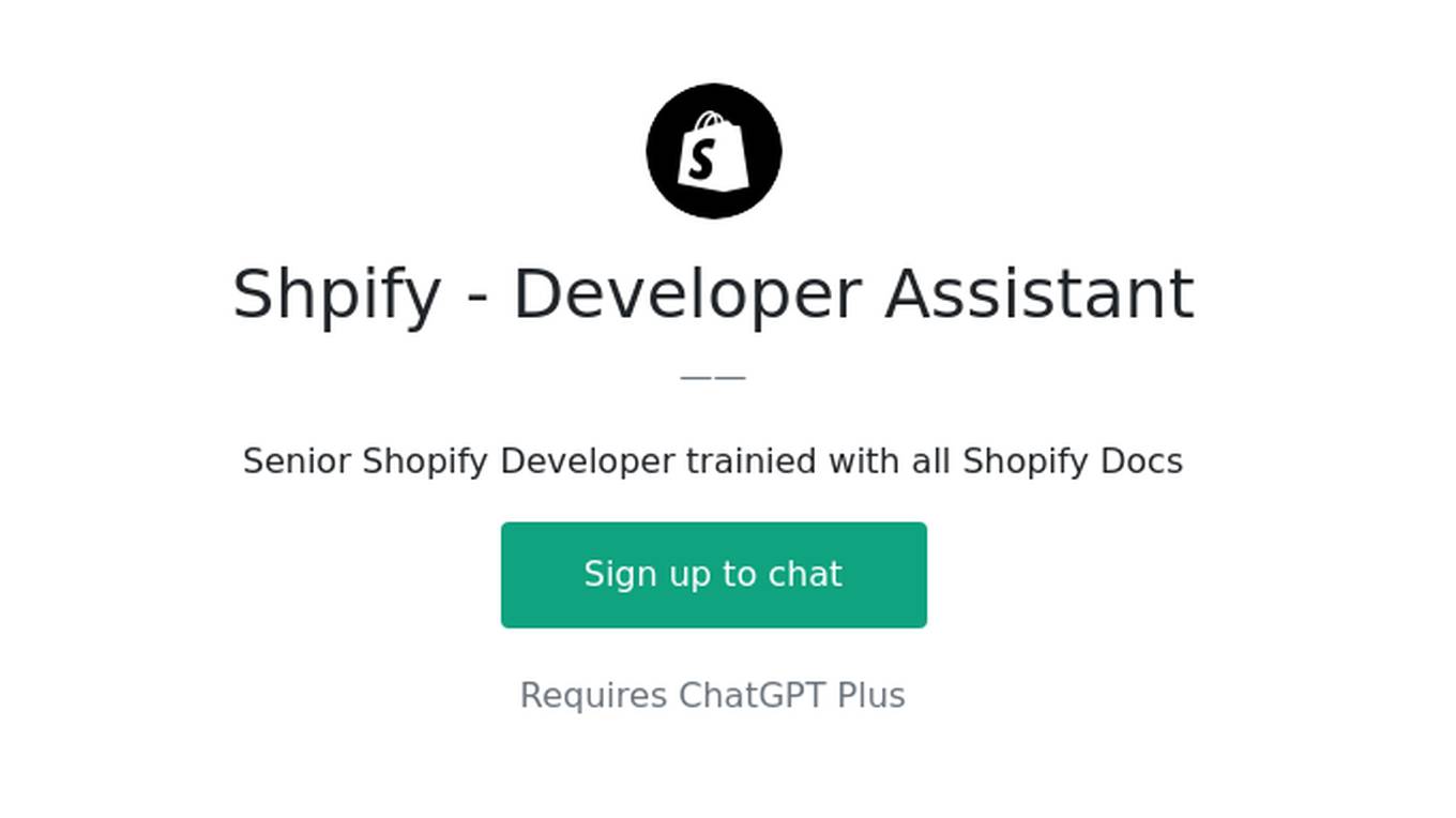 Shpify - Developer Assistant Screenshot