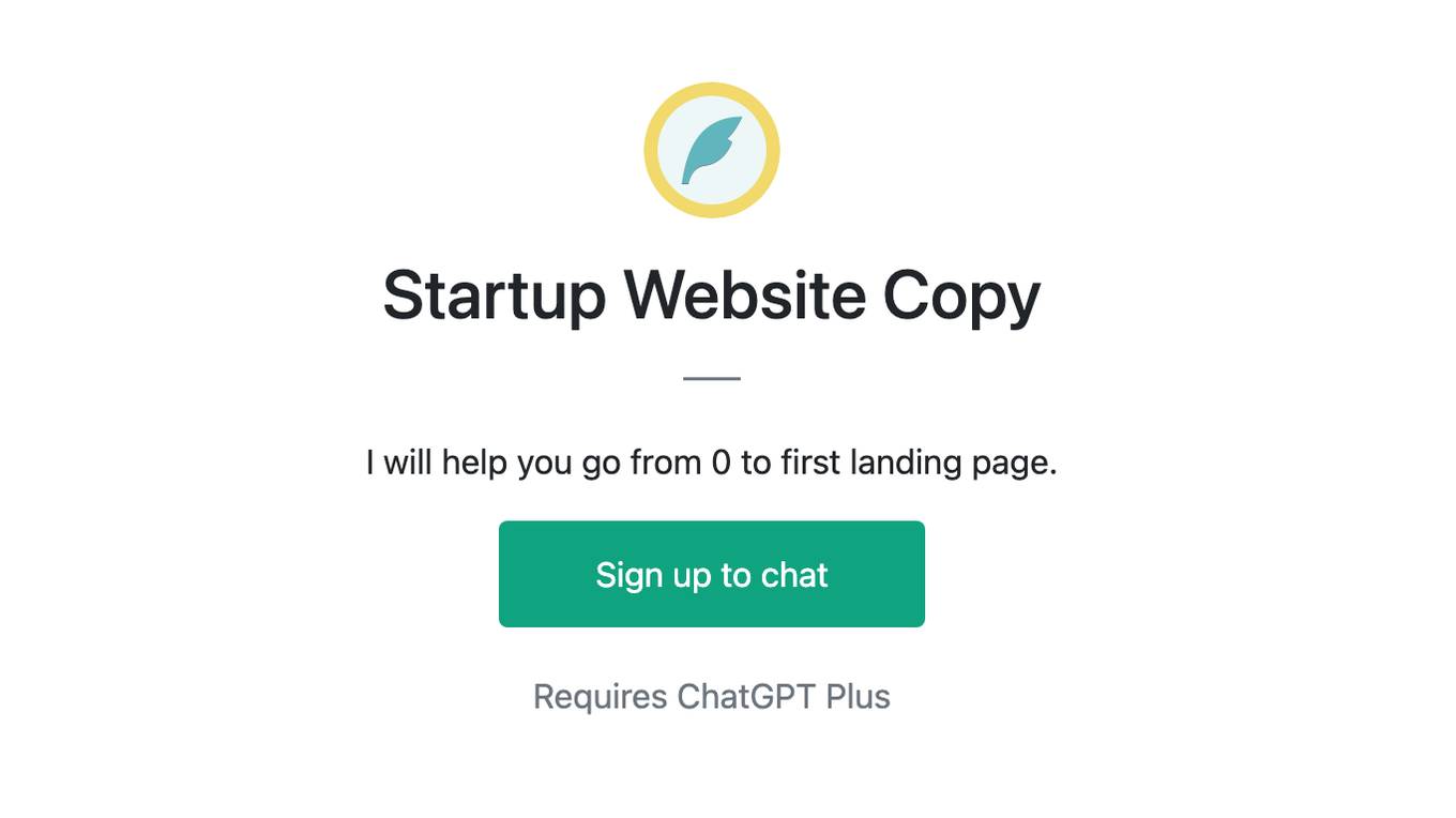 Startup Website Copy Screenshot