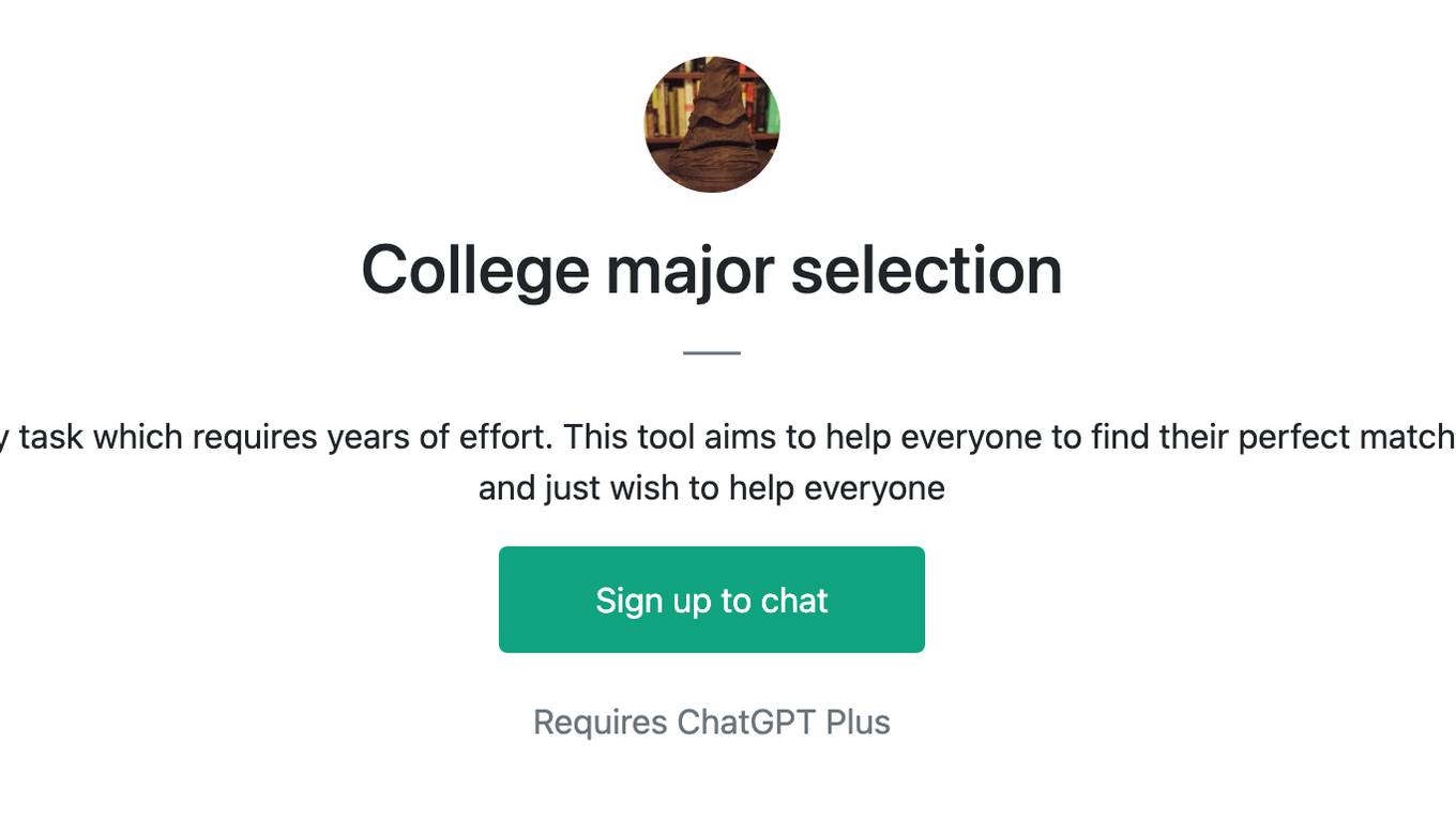 College major selection Screenshot