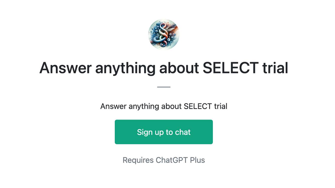 Answer anything about SELECT trial Screenshot