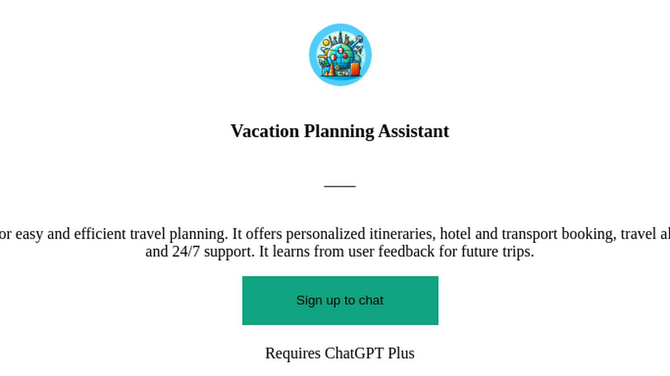 Vacation Planning Assistant Screenshot