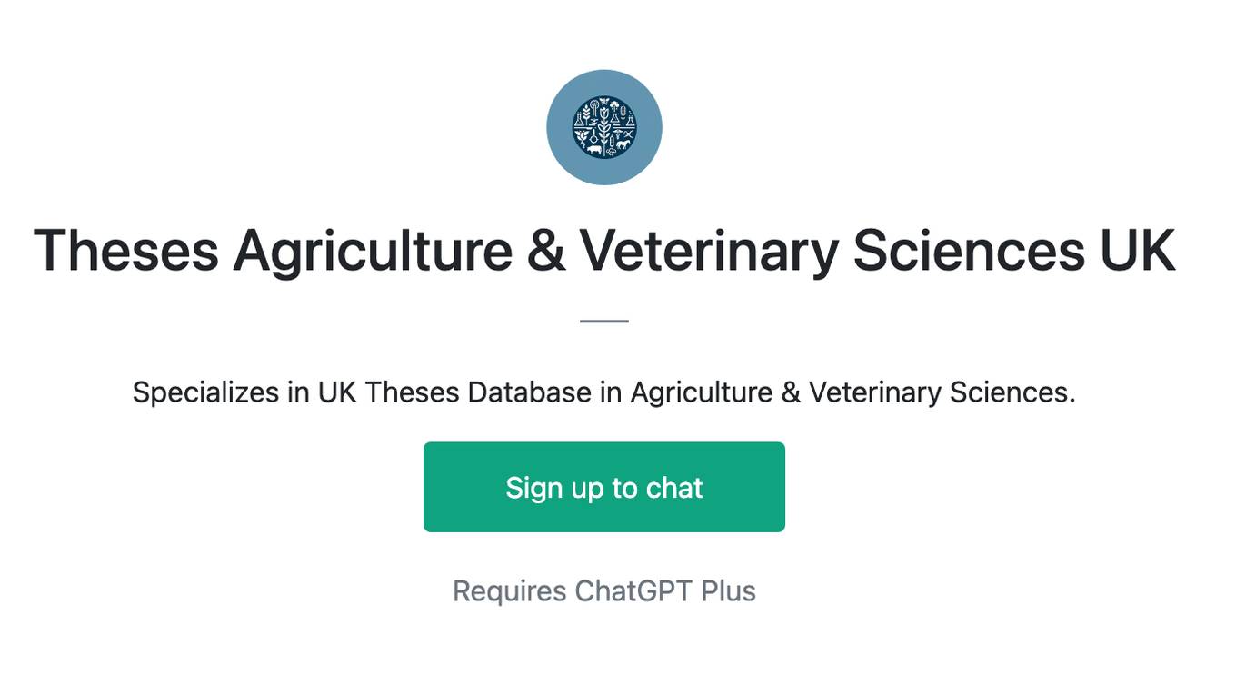 Theses Agriculture & Veterinary Sciences UK Screenshot