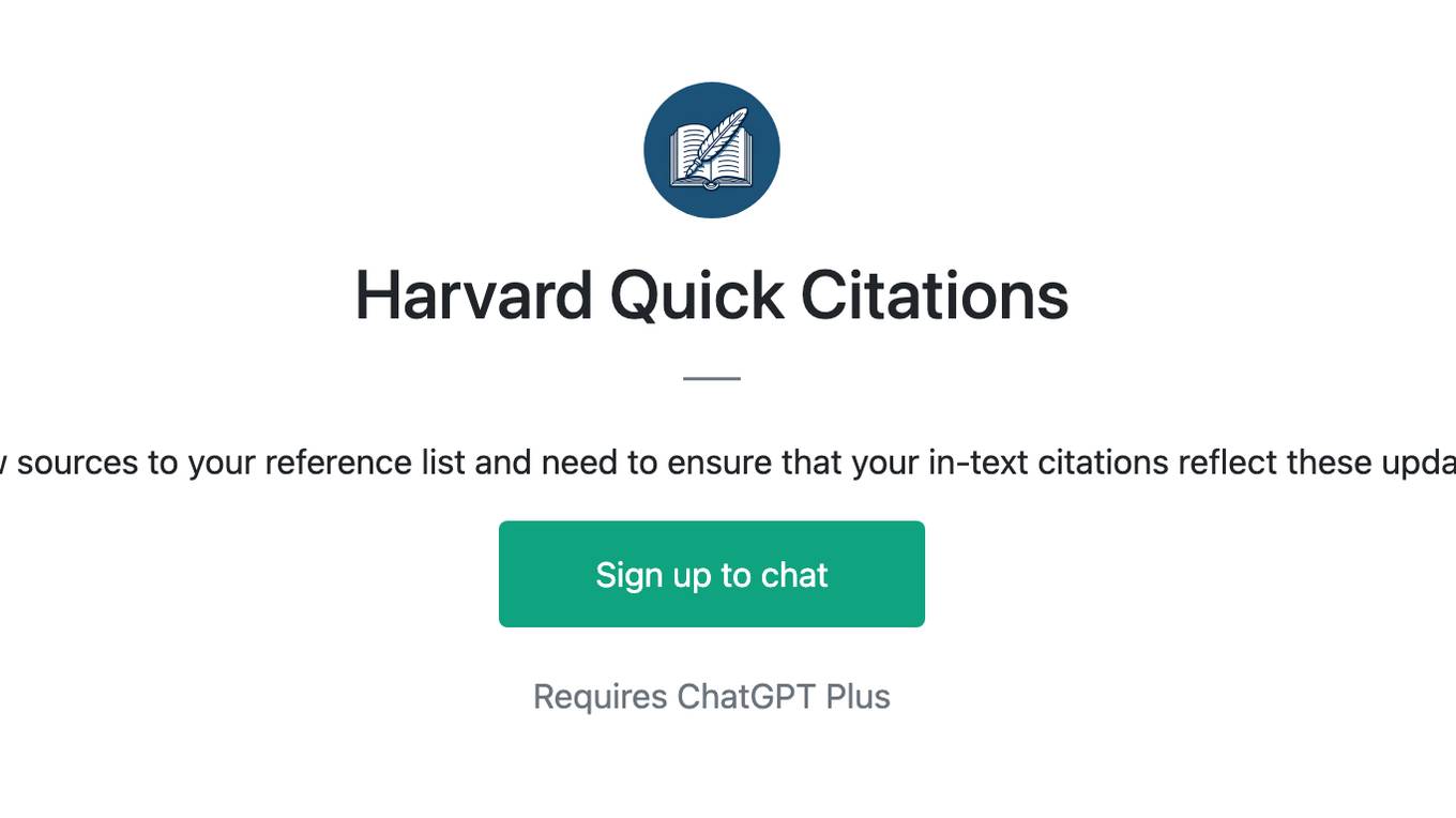 Harvard Quick Citations Screenshot