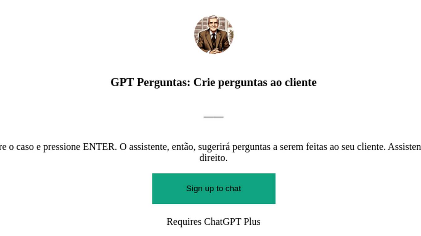 GPT Perguntas: Crie perguntas ao cliente Screenshot