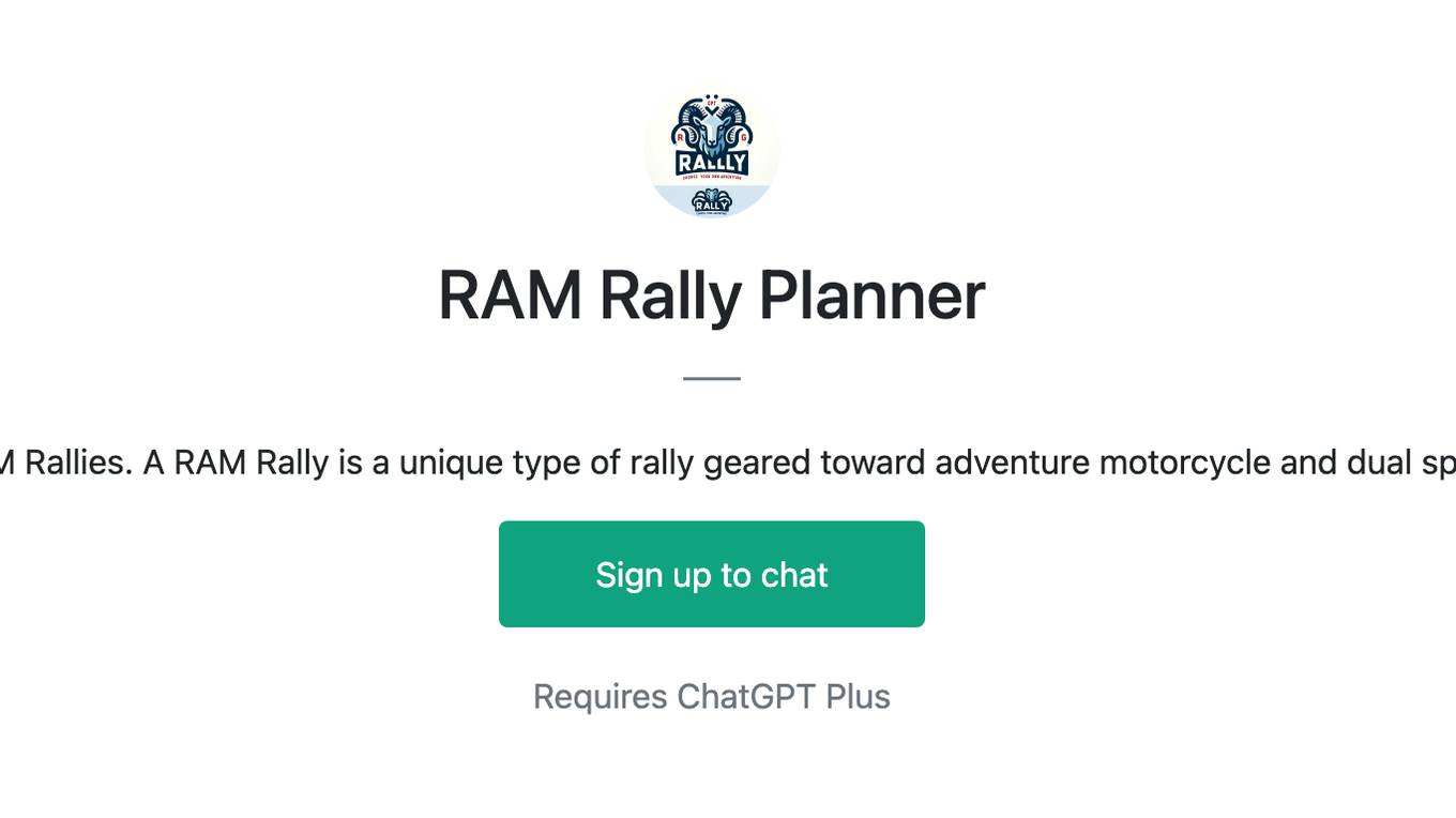 RAM Rally Planner Screenshot