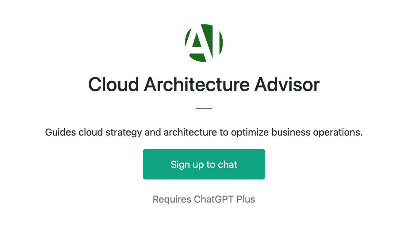 Cloud Architecture Advisor Screenshot