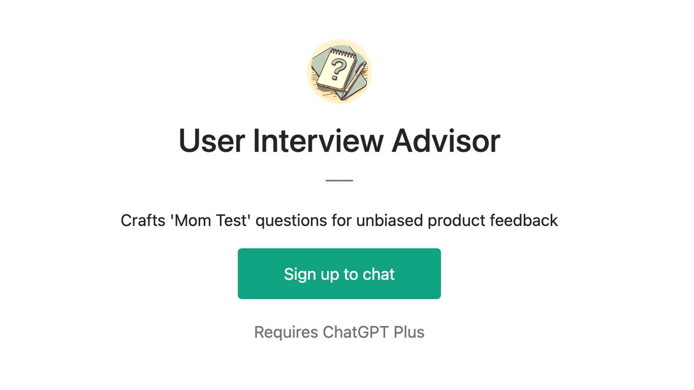 User Interview Advisor Screenshot