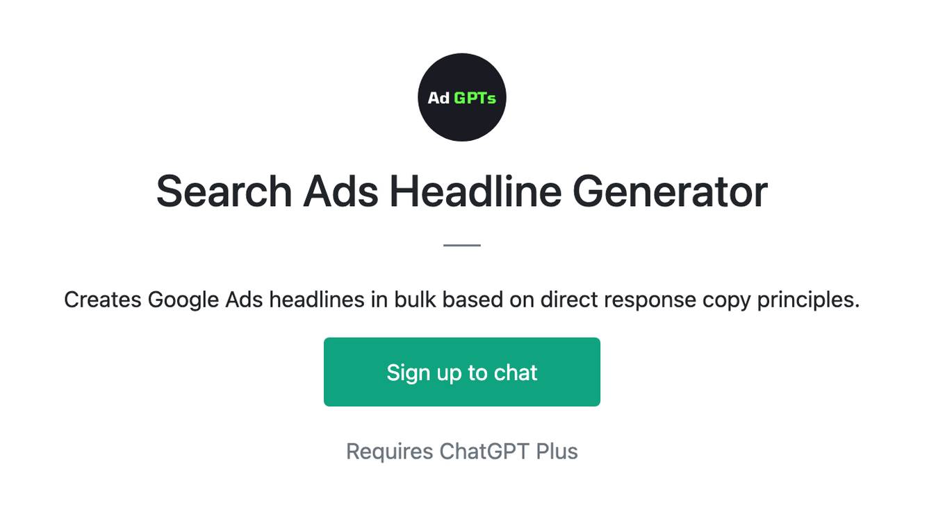 Search Ads Headline Generator Screenshot