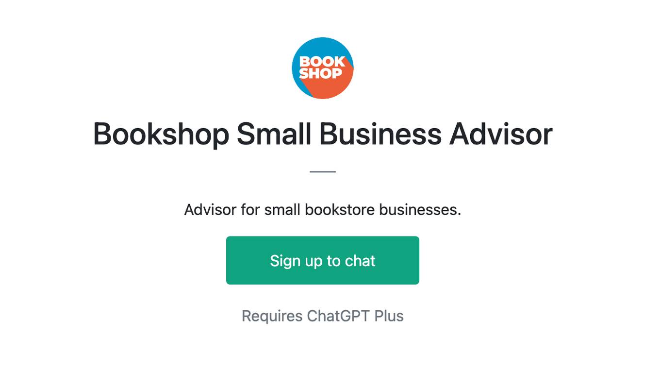 Bookshop Small Business Advisor Screenshot