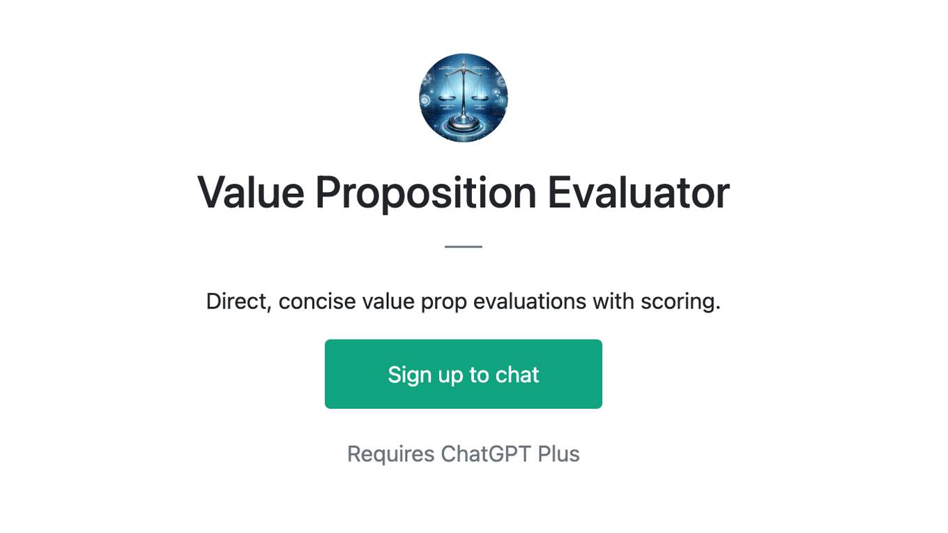 Value Proposition Evaluator Screenshot